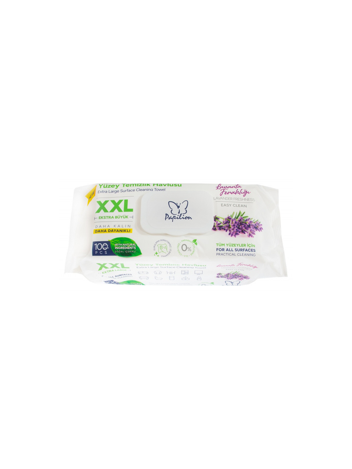 Viacúčelové čistiace útierky XXL levandula 100ks