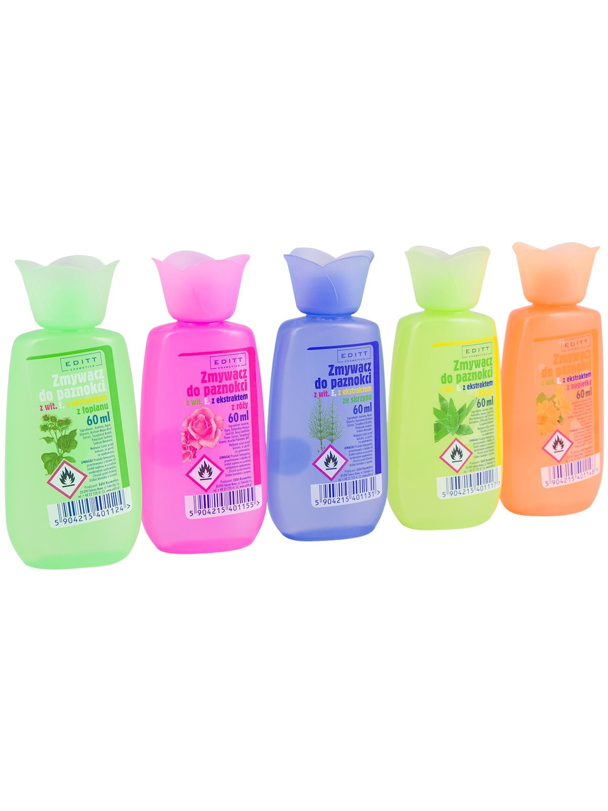 Acetonfreier Nagellackentferner "BLÜTE", 5 × 60 ml