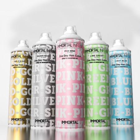 One Day Hair Color Spray – Gold, Silver, Pink, Green, Light Blue (200 ml) Immortal Infuse