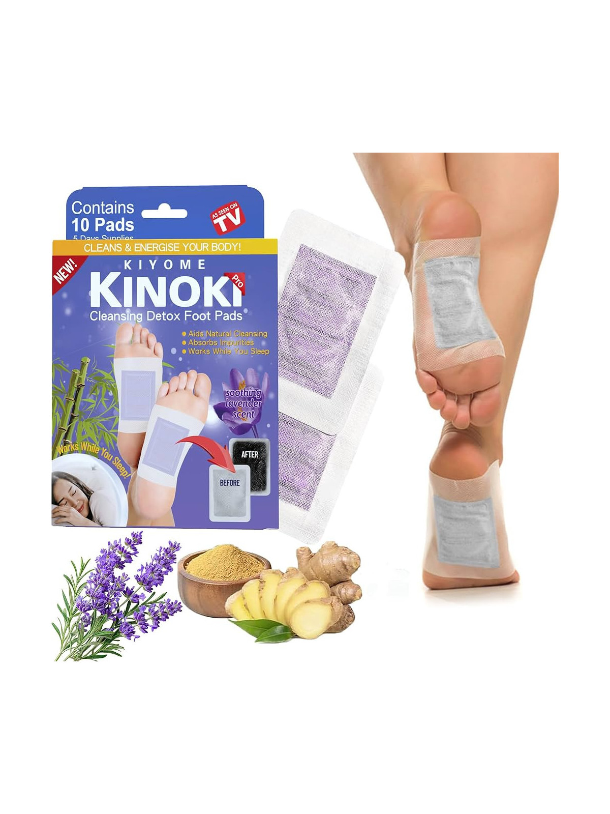 Kinoki Detox-Pflaster, 10 Stück – lavender