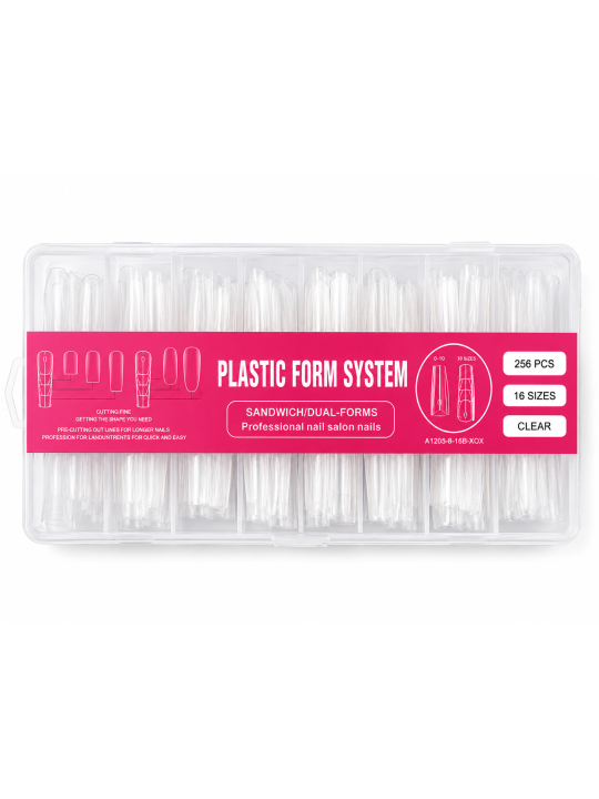 Doppelform-Nagelspitzen für Polygel, Acryl und Aufbaugel – 256 Stück