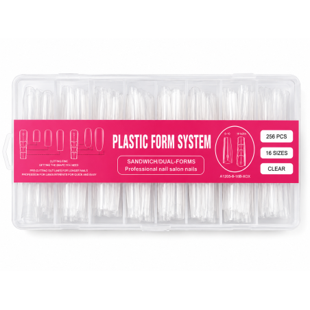 Doppelform-Nagelspitzen für Polygel, Acryl und Aufbaugel – 256 Stück