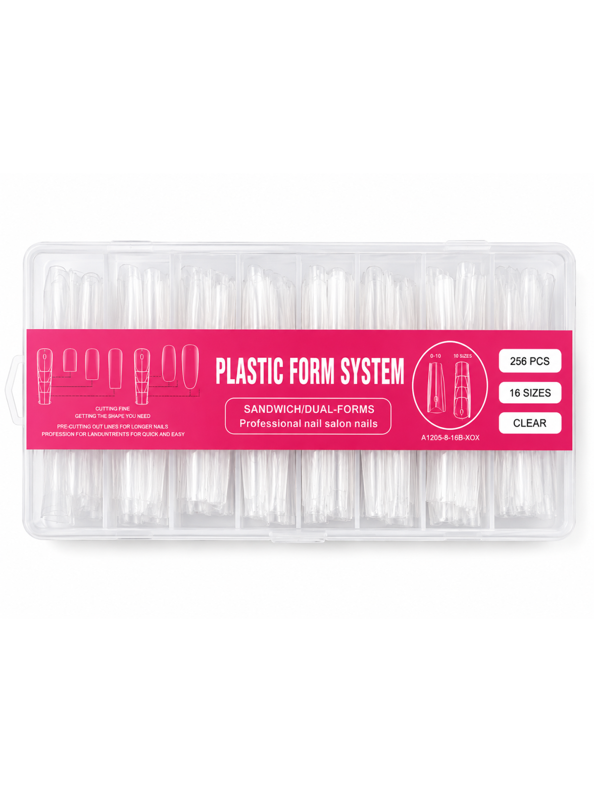 Doppelform-Nagelspitzen für Polygel, Acryl und Aufbaugel – 256 Stück