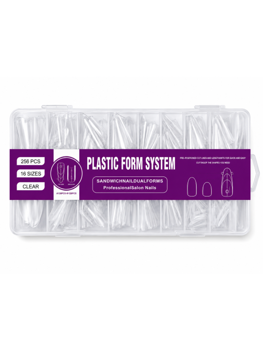 Doppelform-Nagelspitzen für Polygel, Acryl und Aufbaugel – 256 Stück