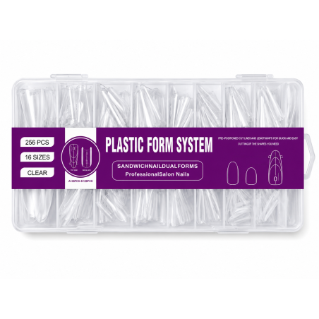 Doppelform-Nagelspitzen für Polygel, Acryl und Aufbaugel – 256 Stück