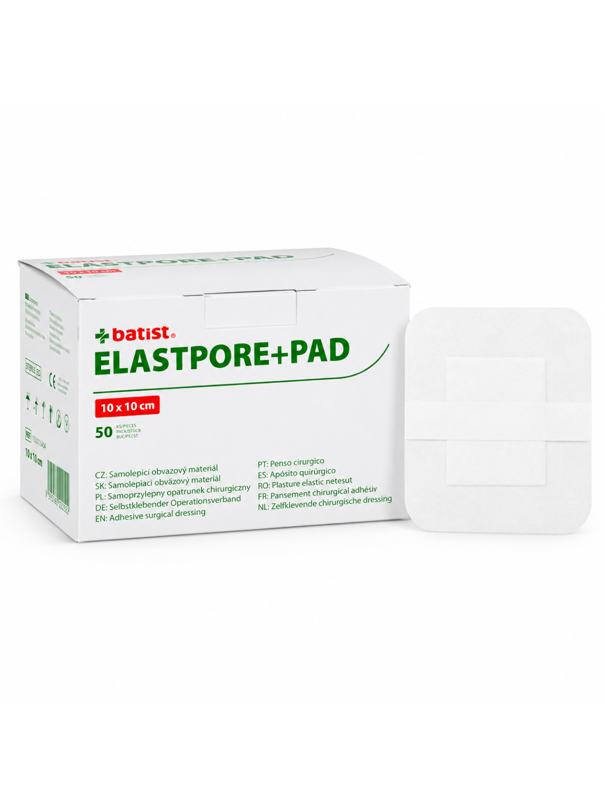 BATIST ELASTPORE+PAD Steriler Wundverband mit Wundkissen | 10 × 10 cm