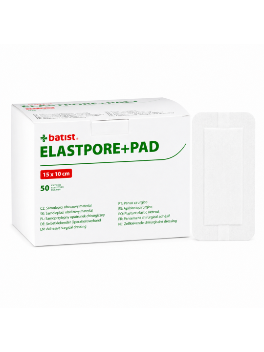 BATIST ELASTPORE+PAD Steriler Wundverband mit Wundkissen | 15 × 10 cm