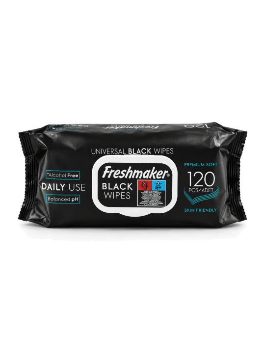 Freshmaker Universal Black Wipes schwarze Feuchttücher 120 Stück