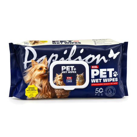 Papilion XXL Pet Wet Wipes Feuchttücher für Hunde und Katzen 50 Stück