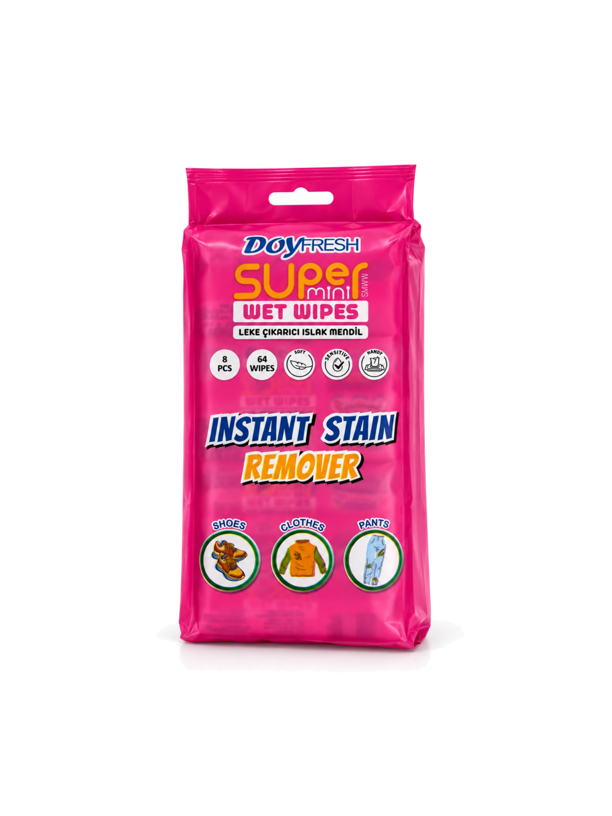 Doyfresh Super Mini Instant Stain Remover feuchte Fleckenentferner-Tücher 8 × 8 Stück