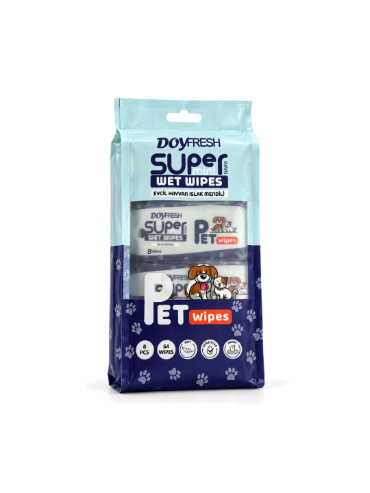 Doyfresh Super Mini Pet Care Feuchttücher für Hunde und Katzen 8 × 8 Stück