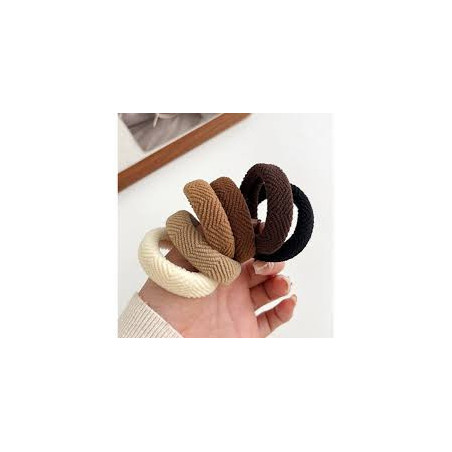 Geflochtene Haargummis in Nude, Durchmesser 4 cm — 6 Stück