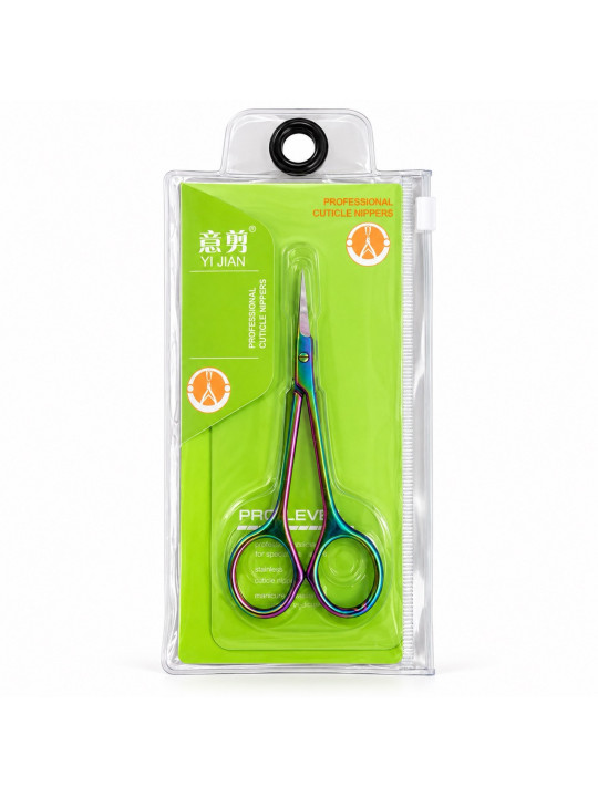 Professionelle Nagelhautschere YI JIAN Pro Level – Regenbogen-Finish, gebogene Schneide