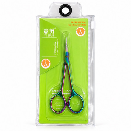 Professionelle Nagelhautschere YI JIAN Pro Level – Regenbogen-Finish, gebogene Schneide