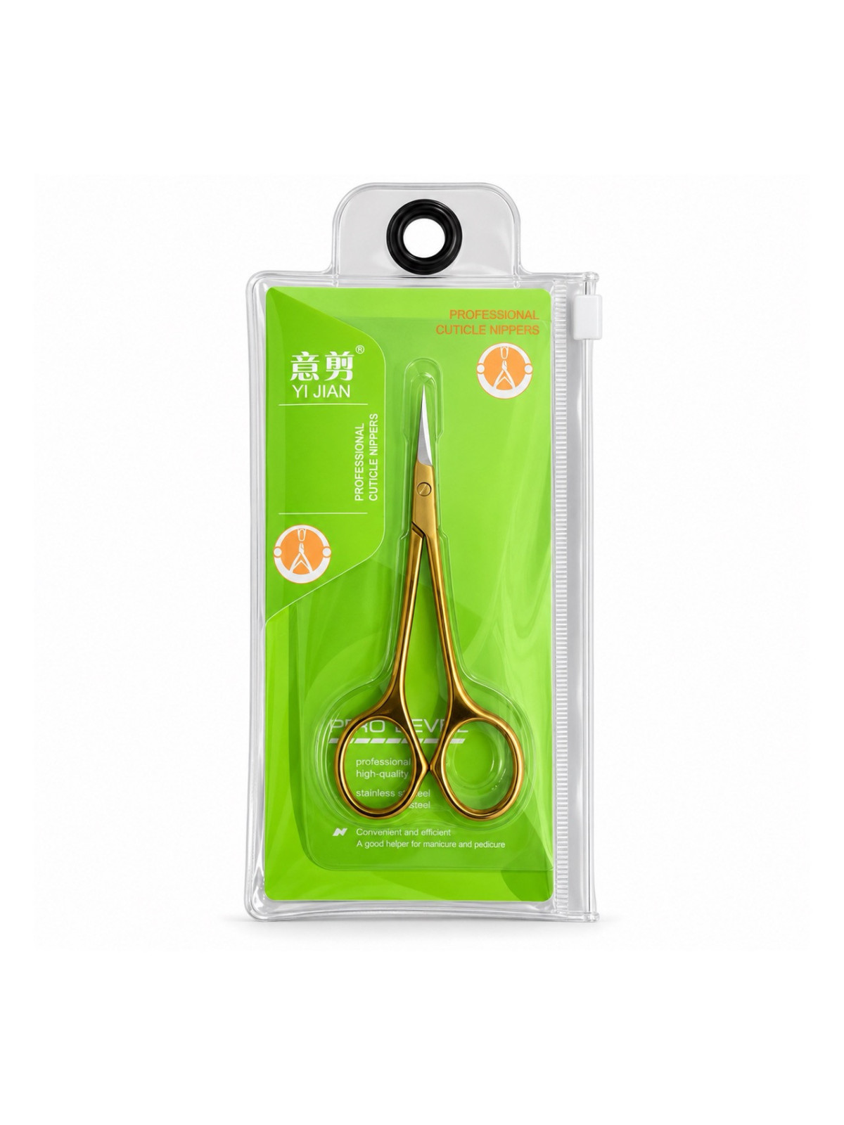 Professional cuticle scissors YI JIAN Pro Level – zlatá úprava, zahnuté ostrie